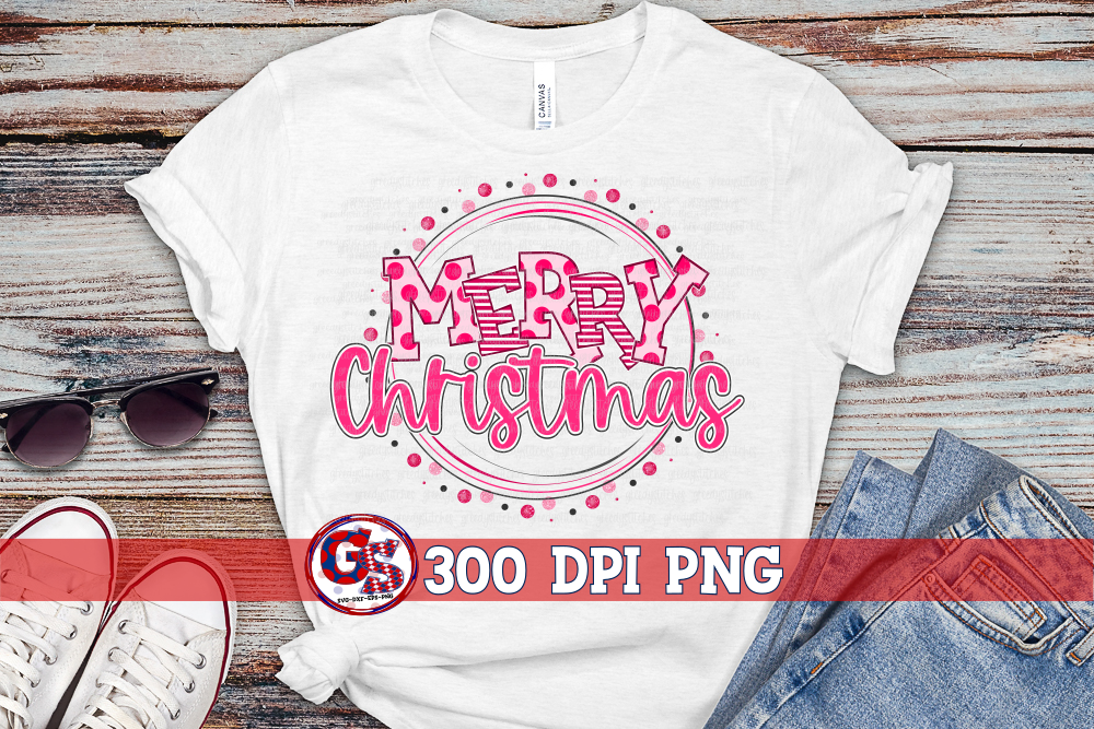 Pink Merry Christmas PNG for Sublimation