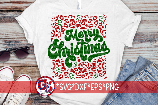 Retro Merry Christmas Leopard SVG DXF EPS PNG