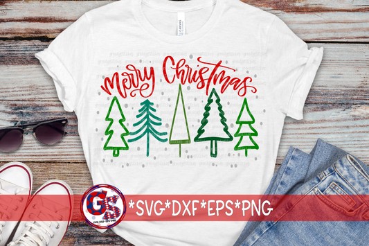 Merry Christmas Trees SVG DXF EPS PNG