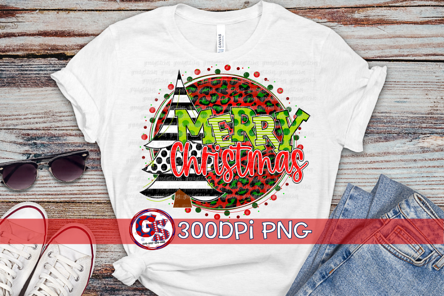 Merry Christmas Tree Medallion PNG for Sublimation
