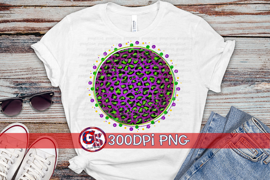 Purple & Green Mardi Gras Scatter Medallion PNG for Sublimation