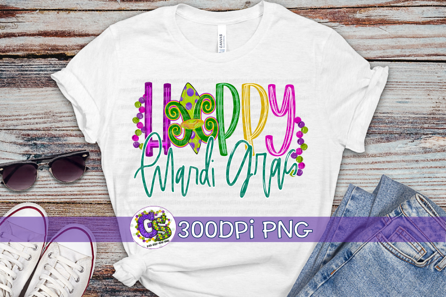 Happy Mardi Gras PNG for Sublimation