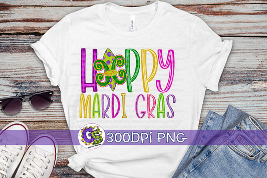 Happy Mardi Gras PNG for Sublimation