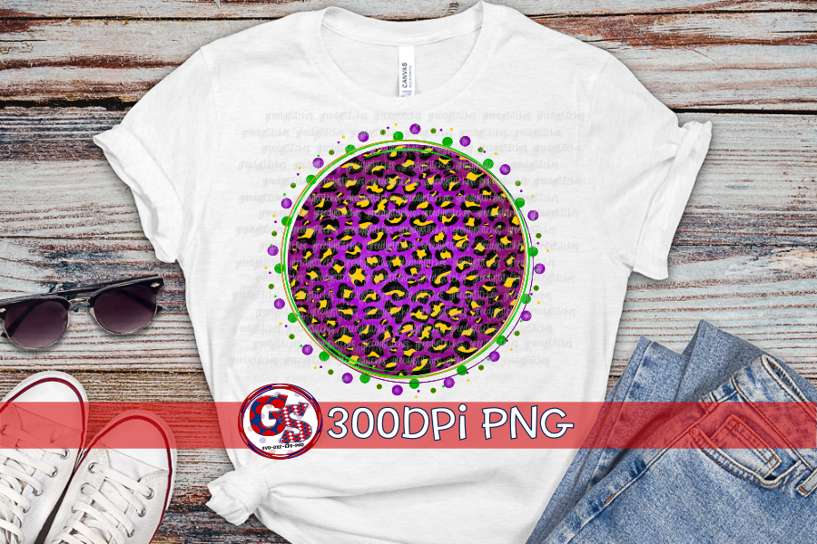 Purple & Yellow Mardi Gras Scatter Medallion PNG for Sublimation