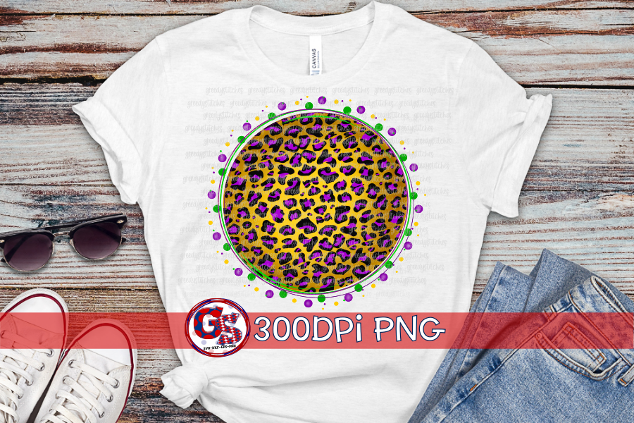 Yellow & Purple Mardi Gras Scatter Medallion PNG for Sublimation