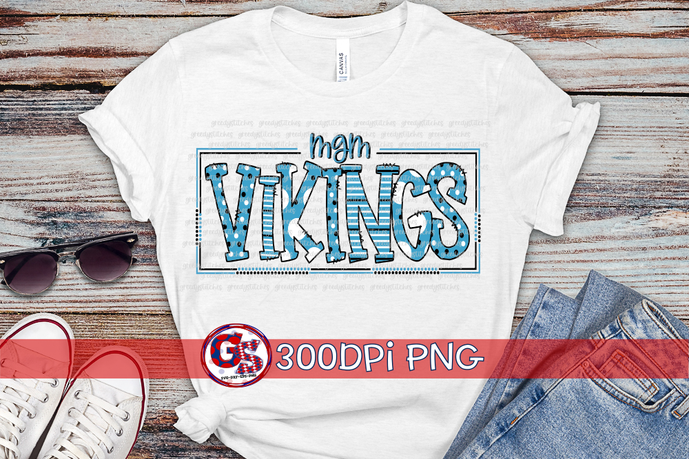 MGM Vikings Doodle Letters PNG for Sublimation