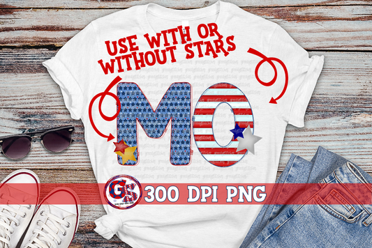 Patriotic Missouri MO PNG for Sublimation