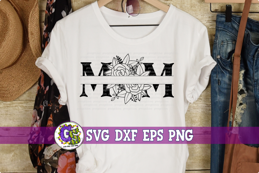 Floral Split Frame Mom SVG DXF EPS PNG