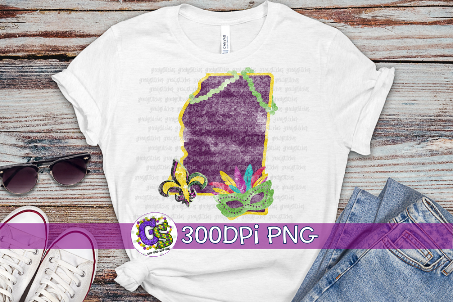Mississippi Mardi Gras Watercolor PNG for Sublimation