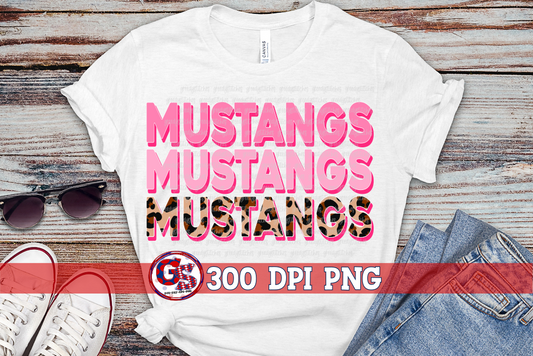 Mustangs Pink Leopard Breast Cancer PNG for Sublimation