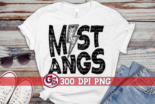 Mustangs Grunge Lightning Bolt PNG for Sublimation