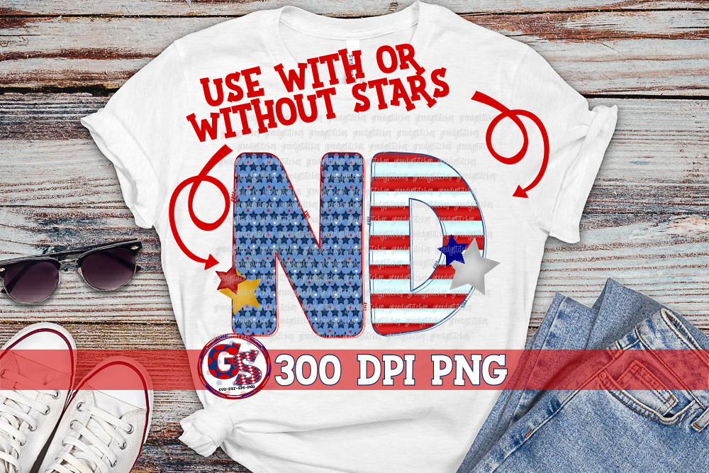 Patriotic North Dakota ND PNG for Sublimation