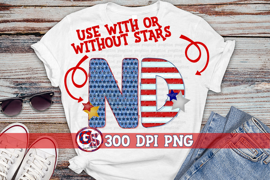 Patriotic North Dakota ND PNG for Sublimation