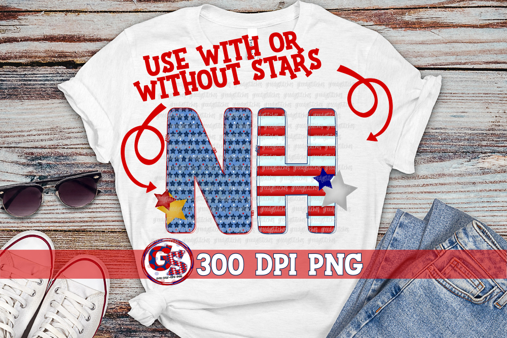 Patriotic New Hampshire NH PNG for Sublimation