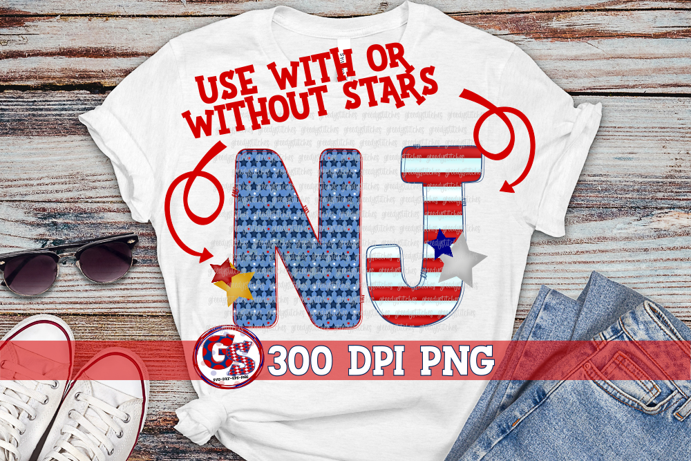 Patriotic New Jersey NJ PNG for Sublimation