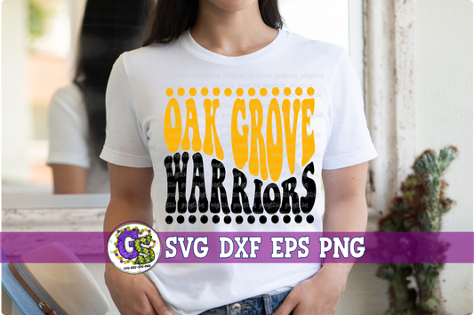 Oak Grove Warriors Groovy Wave SVG DXF EPS PNG