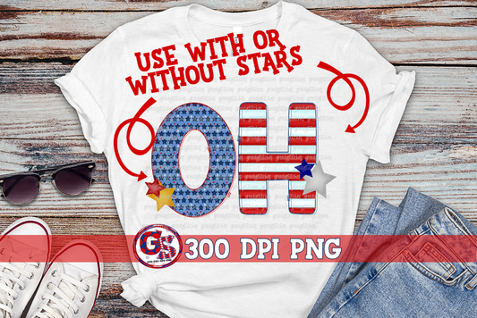 Patriotic Ohio OH PNG for Sublimation