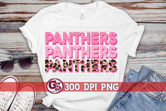 Panthers Pink Leopard Breast Cancer PNG for Sublimation
