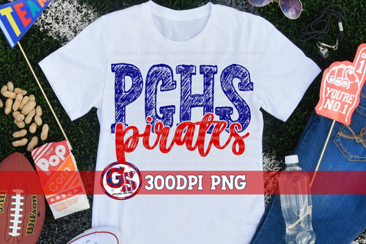 Pass Christian High School Pirates PNG for Sublimation