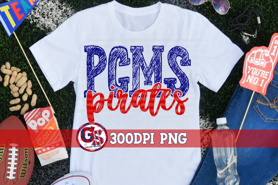Pass Christian Middle School Pirates PNG for Sublimation