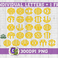 Pineapple Scalloped Monogram Set PNG for Sublimation