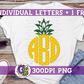 Pineapple Scalloped Monogram Set PNG for Sublimation