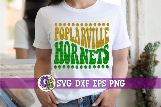 Poplarville Hornets Groovy Wave SVG DXF EPS PNG