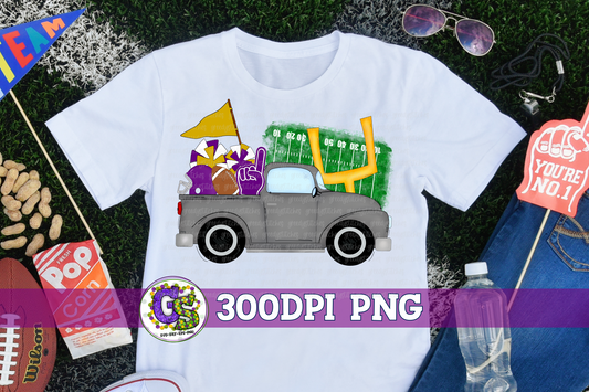 Football Truck Purple and Gold PNG for Sublimation