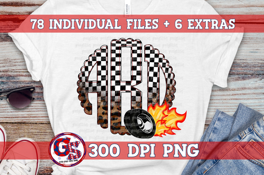 Racing Scalloped Monogram Set PNG for Sublimation