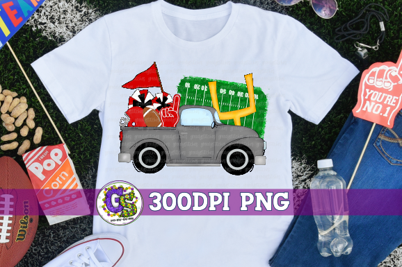 Football Truck Red Black PNG for Sublimation