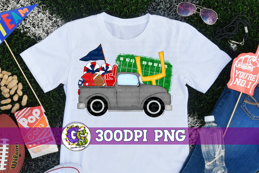 Football Truck Red Navy PNG for Sublimation