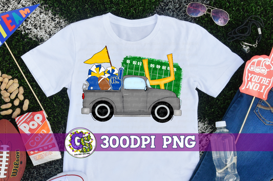 Football Truck Royal Yellow PNG for Sublimation