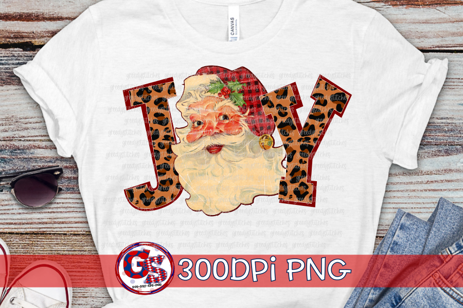 Joy Vintage Santa PNG for Sublimation