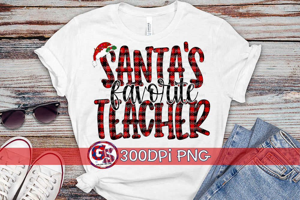 Santa's Favorite Teacher PNG for Sublimation