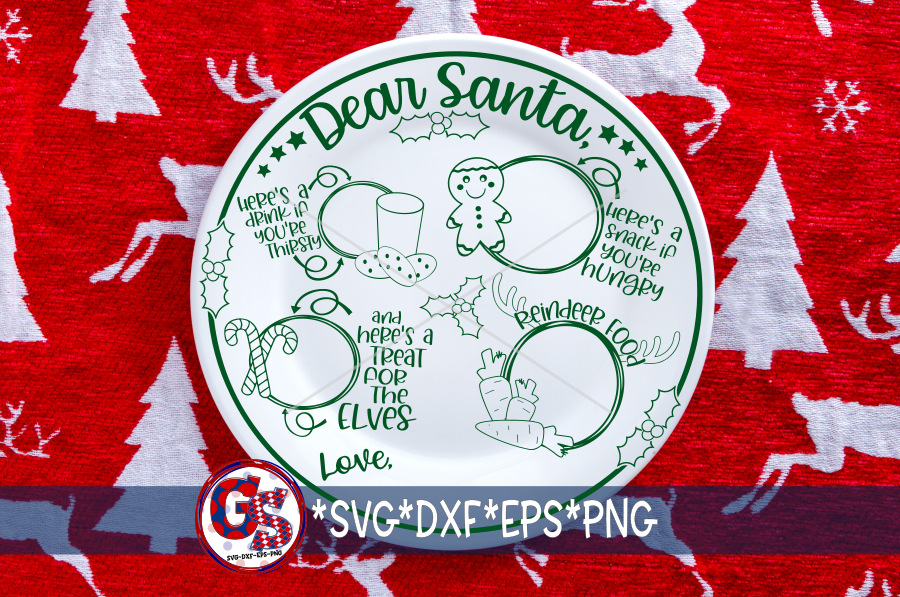Round Santa Tray SVG DXF EPS PNG