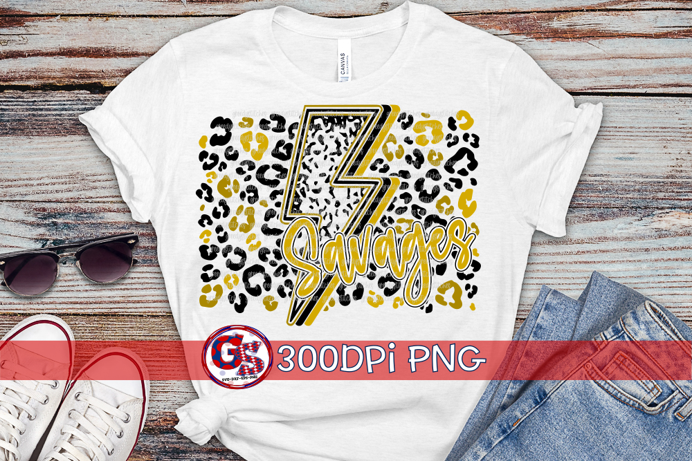 Savages Lightning Bolt Gold Black PNG for Sublimation