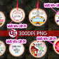 School Christmas Ornament PNG Bundle for Sublimation
