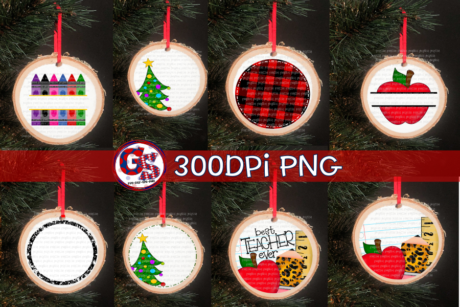 School Christmas Ornament PNG Bundle for Sublimation