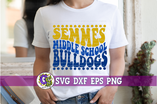Semmes Middle School Bulldogs Groovy Wave SVG DXF EPS PNG