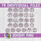 Halloween Skull Scalloped Monogram Set PNG for Sublimation
