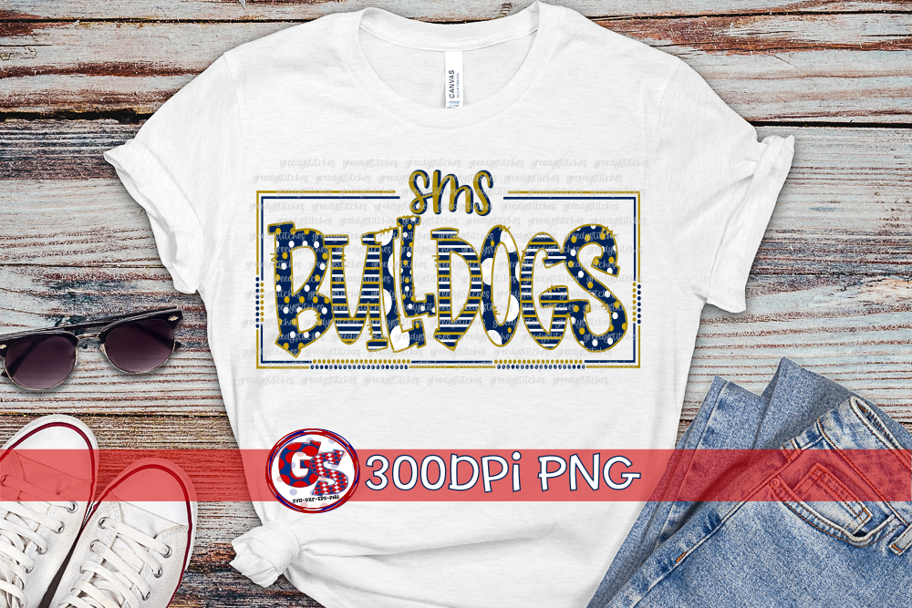 SMS Bulldogs Doodle Letters PNG for Sublimation