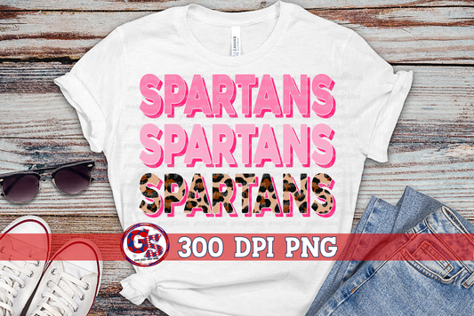 Spartans Breast Cancer Awareness Pink Leopard PNG for Sublimation