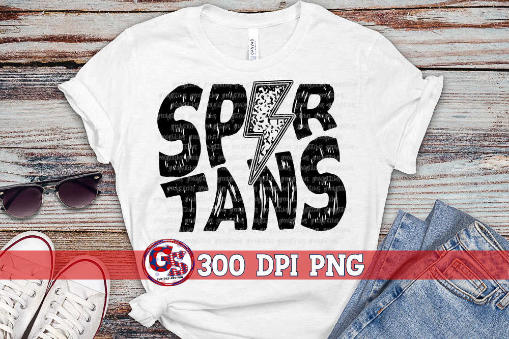 Spartans Grunge Lightning Bolt PNG for Sublimation