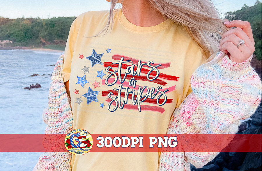 Stars & Stripes Flag PNG for Sublimation-July 4th