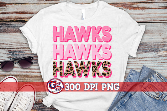 Hawks Breast Cancer Awareness Pink Leopard Print PNG for Sublimation