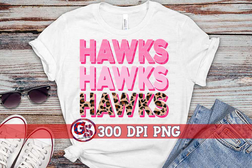 Hawks Breast Cancer Awareness Pink Leopard Print PNG for Sublimation