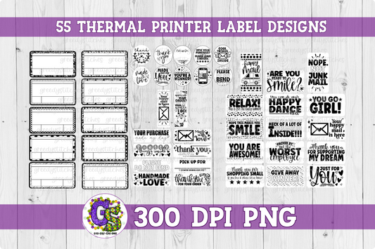 Thermal Printer Label PNG Bundle