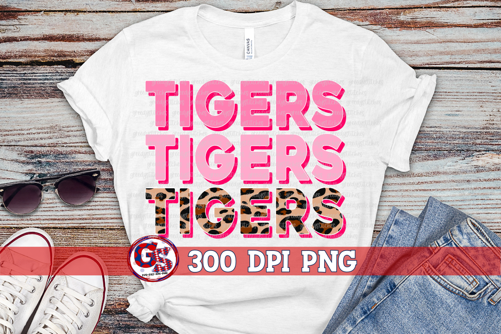 Tigers Breast Cancer Awareness Pink Leopard PNG for Sublimation