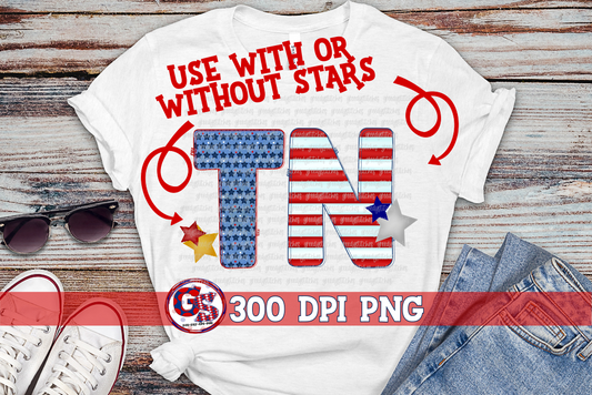 Patriotic Tennessee TN PNG for Sublimation