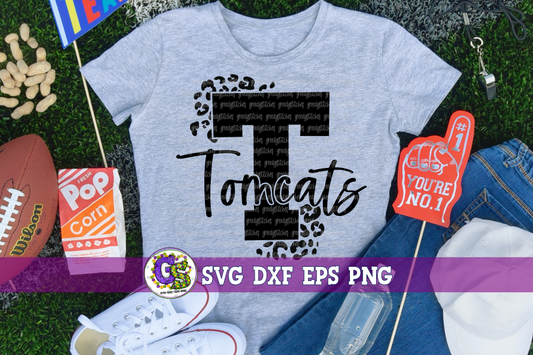 Tomcats T Leopard Print SVG DXF EPS PNG